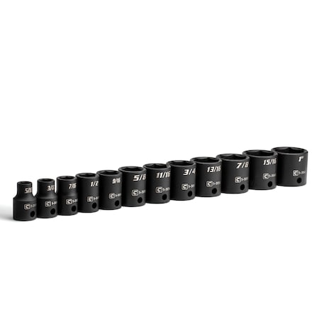 Capri Tools 3/8 in Drive Shallow Impact Socket Set, SAE, 12 pcs CP53000-12SS
